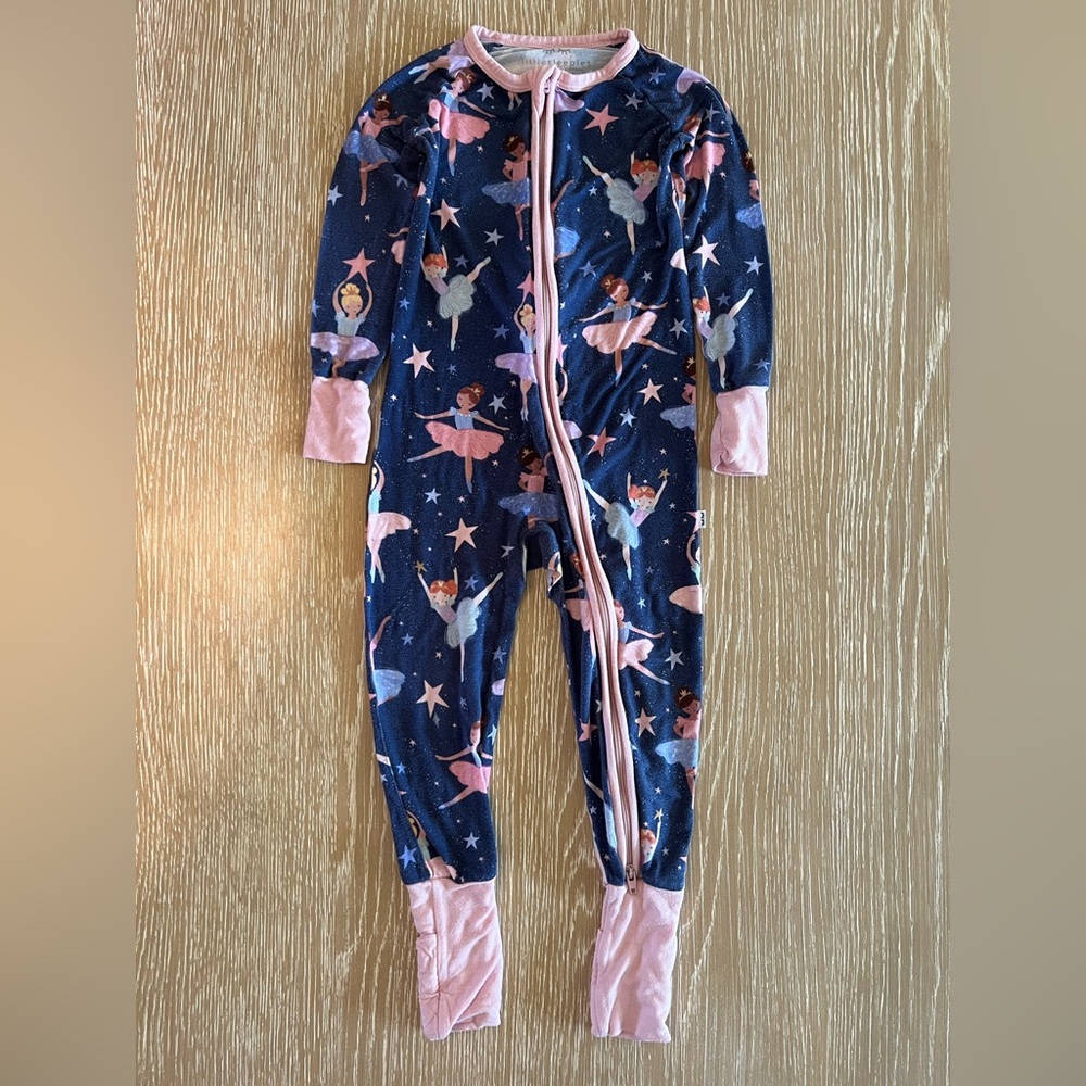 Little Sleepies Blue and Pink Ballerina Footies One Piece 3T